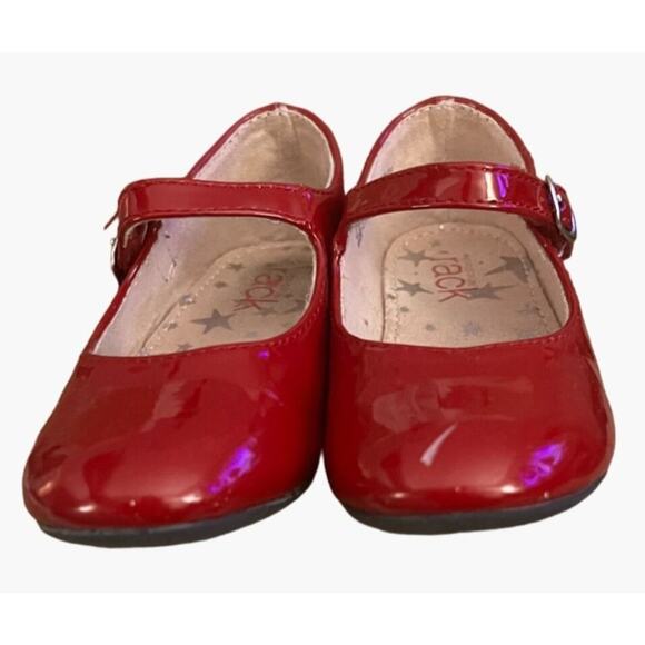 Nordstrom Red Patent Glitter Heel Toddler Girls Size 8 Velcro Buckle Closure Dor - Picture 10 of 10